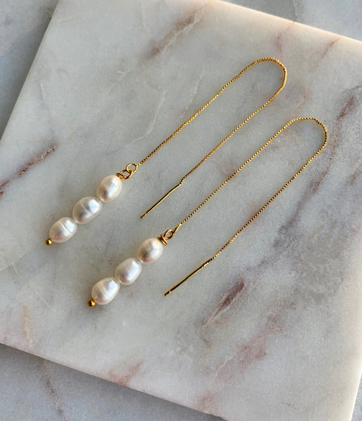 PEARL THREADER EARRINGS – FALA Jewelry