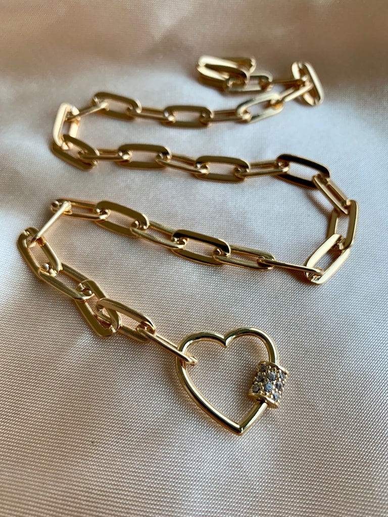 Chain-Link Heart Lock Necklace