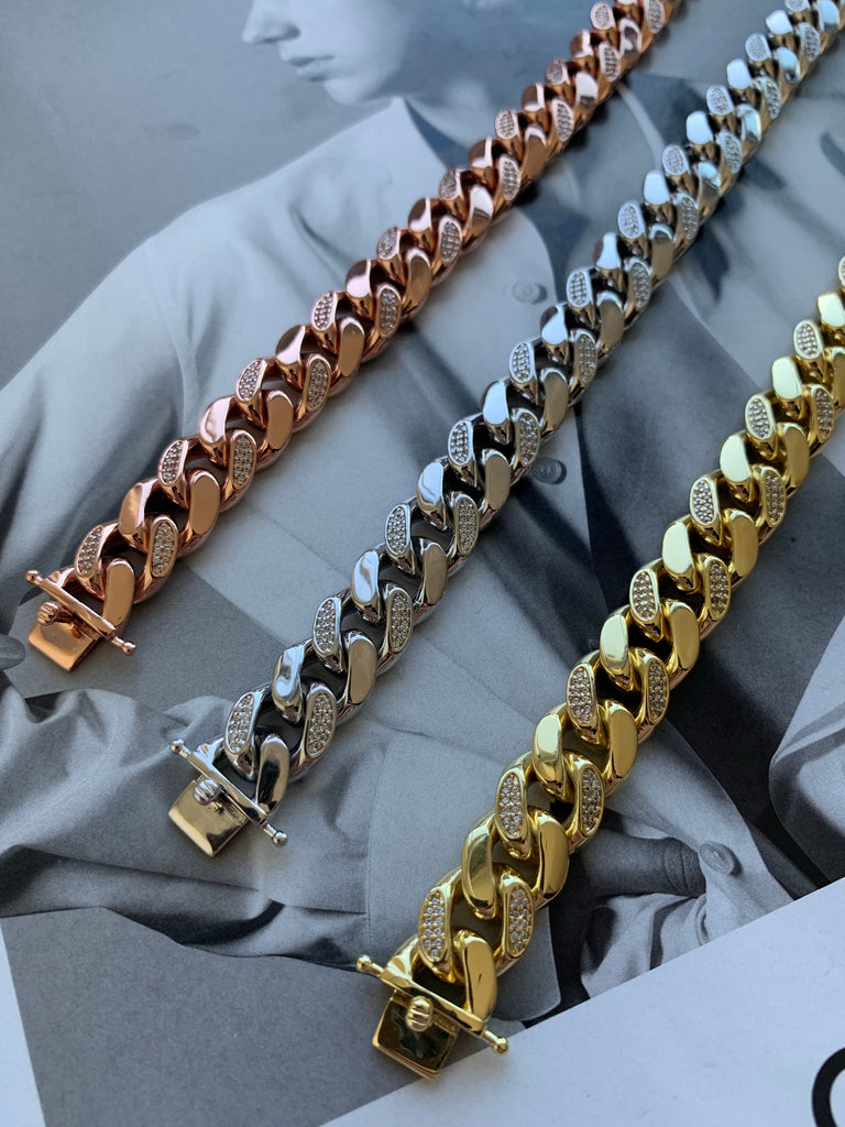 Cuban Link Chain-Silver+Rose Gold
